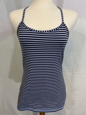 Lululemon Striped Spaghetti Strap Tank Top - Black & Light Blue